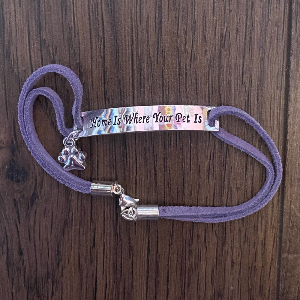 NWOT Purple/silver Pet Lover Bracelet